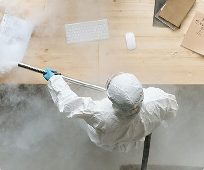 Thermal fogging deodorization treatment in a room